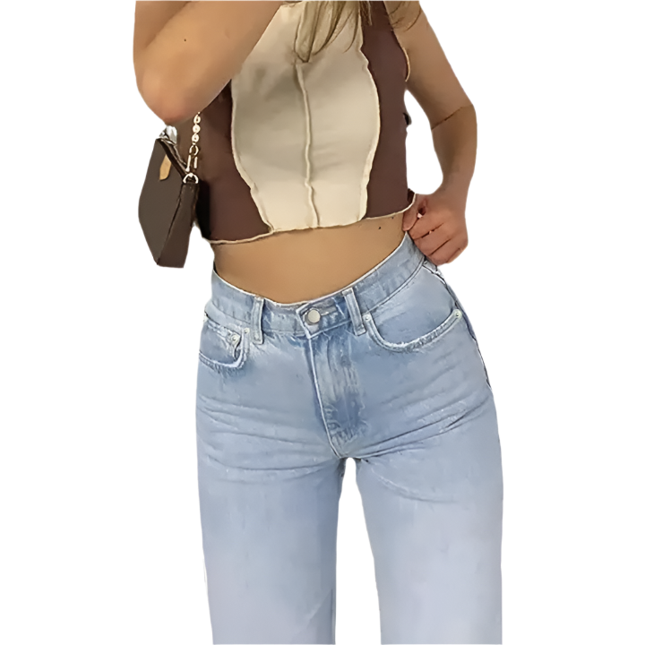 High Waisted Distressed Wide Leg Jeans