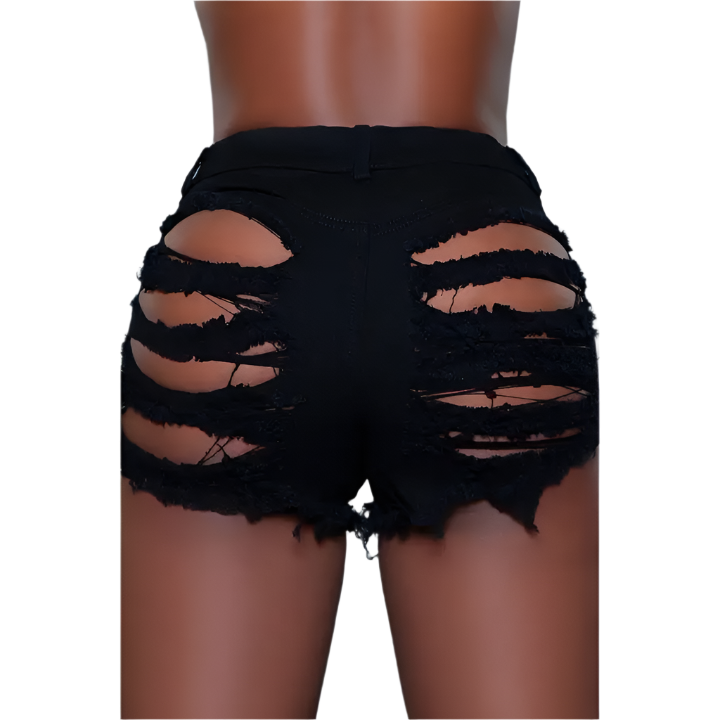 Be Wicked Slay It Low Waist Denim Cut Out Back Design Shorts